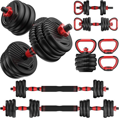 Adjustable Dumbbells, 10/25/35/55/70/90lbs Free Weight Set with Connector, 4 in1 Dumbbells Set Used as Barbell, Kettlebells, Push up Stand, Fitness Exercises for Home Gym Suitable Men/Women in Saudi Arabia