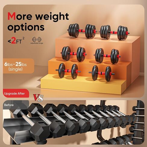 Adjustable Dumbbells, 10/25/35/55/70/90lbs Free Weight Set with Connector, 4 in1 Dumbbells Set Used as Barbell, Kettlebells, Push up Stand, Fitness Exercises for Home Gym Suitable Men/Women in Saudi Arabia