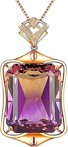 Natural Multi Color Tourmaline Gemstone Fashion Necklace Pendant For Women, Sterling Silver,18K Plated, Rectangular Shaped, 18’’ Chain, Beautiful Gift For Her in Saudi Arabia