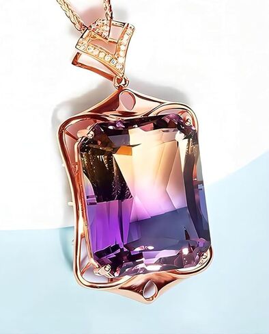 Natural Multi Color Tourmaline Gemstone Fashion Necklace Pendant For Women, Sterling Silver,18K Plated, Rectangular Shaped, 18’’ Chain, Beautiful Gift For Her in Saudi Arabia