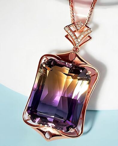 Natural Multi Color Tourmaline Gemstone Fashion Necklace Pendant For Women, Sterling Silver,18K Plated, Rectangular Shaped, 18’’ Chain, Beautiful Gift For Her in Saudi Arabia