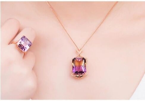 Natural Multi Color Tourmaline Gemstone Fashion Necklace Pendant For Women, Sterling Silver,18K Plated, Rectangular Shaped, 18’’ Chain, Beautiful Gift For Her in Saudi Arabia