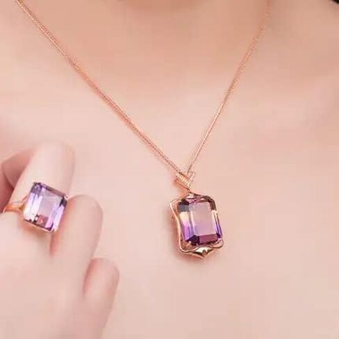 Natural Multi Color Tourmaline Gemstone Fashion Necklace Pendant For Women, Sterling Silver,18K Plated, Rectangular Shaped, 18’’ Chain, Beautiful Gift For Her in Saudi Arabia