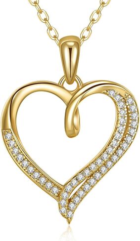 LAVALE Moissanite Diamond Necklaces for Women, Engraved 'Forever & Always' Gifts for Women Mom Her Girlfriend, Elegant 14K Gold Heart Necklace Anniversary Birthday Gifts for Women in Saudi Arabia