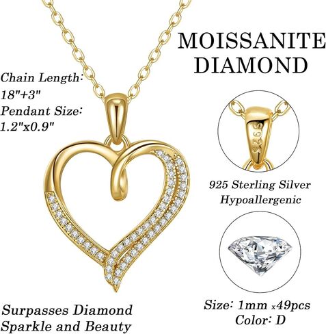 LAVALE Moissanite Diamond Necklaces for Women, Engraved 'Forever & Always' Gifts for Women Mom Her Girlfriend, Elegant 14K Gold Heart Necklace Anniversary Birthday Gifts for Women in Saudi Arabia