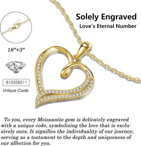 LAVALE Moissanite Diamond Necklaces for Women, Engraved 'Forever & Always' Gifts for Women Mom Her Girlfriend, Elegant 14K Gold Heart Necklace Anniversary Birthday Gifts for Women in Saudi Arabia