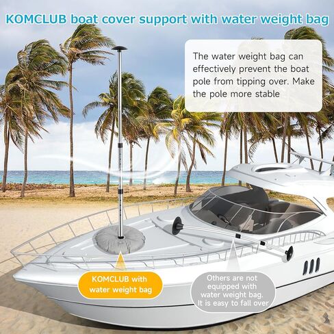 KOMCLUB 2 Pack Pontoon Boat Cover Support System Adjustable Boat Cover Support Poles for Extension Telescopic Support Pole Height of 22.4"-51.2" Poles for Boat Cover with Webbing Strap Weight Bag in Saudi Arabia