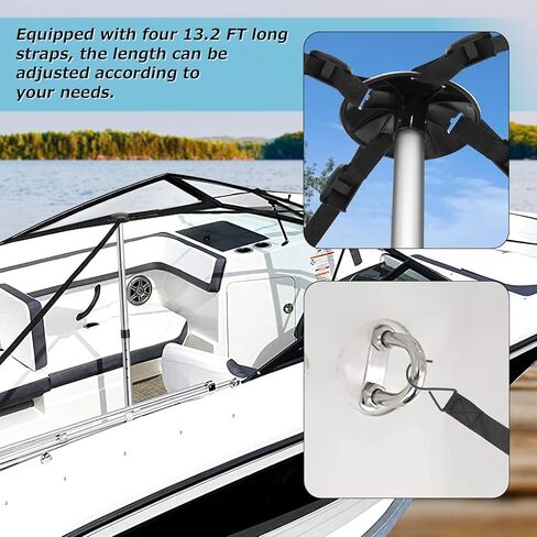 KOMCLUB 2 Pack Pontoon Boat Cover Support System Adjustable Boat Cover Support Poles for Extension Telescopic Support Pole Height of 22.4"-51.2" Poles for Boat Cover with Webbing Strap Weight Bag in Saudi Arabia
