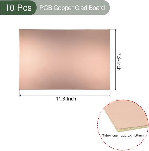 YOKIVE 10 Pcs PCB Copper Clad Board, FR4 Single-Sided Blank Circuit Boards, Great for Electronic Hobbies, Etching, Circuit Projects (300mmx200mmx1.5mm) in Saudi Arabia