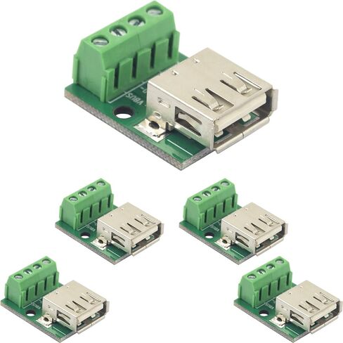 naughtystarts 5pcs USB Type A Female to Terminal Screw Adapter Board USB A Breakout Board 4 Pin Output 3.81mm / 0.15" Pitch in Saudi Arabia