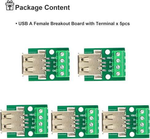 naughtystarts 5pcs USB Type A Female to Terminal Screw Adapter Board USB A Breakout Board 4 Pin Output 3.81mm / 0.15" Pitch in Saudi Arabia