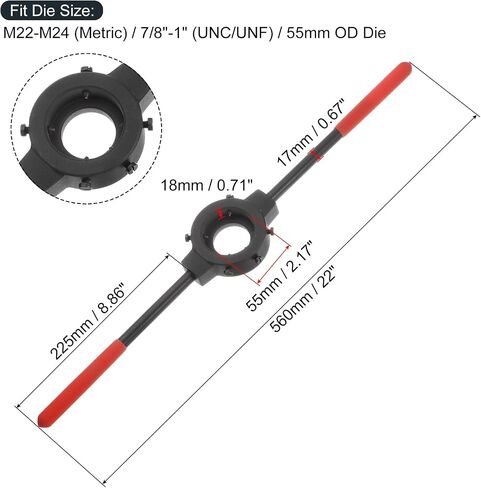 مفتاح ربط بمقبض من uxcell، لمتري M12-M14 (متري) / 1/2 بوصة - 9/16 بوصة (UNC/UNF) / قوالب مستديرة OD 38 مم، حامل قوالب خيوط 38 مم × 14 مم بمقبض بلاستيكي in Kuwait