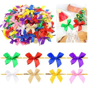 200Pcs 2.2" Mini Pre Tied Bows Assortment Set, Mixed Color Twist Tie Ribbon Bows Bow-Knot Ribbon Flowers Bow Package Gift Wrap for Sewing Christmas Wedding Party Decoration Candy Bag in Saudi Arabia
