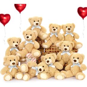 morismos السائبة تيدي بير لاستحمام الطفل، 10 حزمة عيد الحب تيدي بير الحيوانات المحشوة السائبة، 14in إيدي بير أفخم لعبة، زخرفة محورية ناعمة الحيوانات المحشوة بالجملة لعيد الميلاد عيد الميلاد، البني in Kuwait