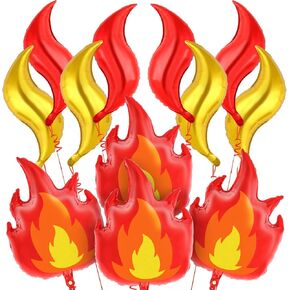 12 Pcs Fire Balloons and Flame Balloons Aluminum Foil Fire Decorations Fireman Theme Party Balloons for Fire Firefighter Theme Party Fire Truck Birthday Party Supplies (Fire and Flame) in Saudi Arabia