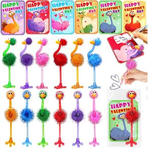 Valentines Day Gifts for Kids - 24 Pack Valentines Stationery Sets with Flamingo Ostrich Ballpoint Pens Valentines Day Card for Kids School Classroom Exchange Gifts Party Favors, Classroom Prizes in Saudi Arabia