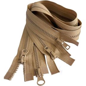 2pcs YKK #5 Molded Plastic Two-Way Separating, Open-End Jacket Zipper - Tape Color: Camel #007W - Choose Your Length - Made in The United States (Camel #007W, 27" Inches) in Saudi Arabia