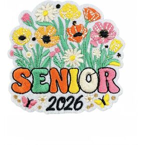 فئة كبار من 2026 الحديد على بقع مع زهرة المدرسة الثانوية كلية خريج طالب التصحيح المطرزة للملابس الجينز حقائب الظهر القبعات (اللون أ) in Kuwait