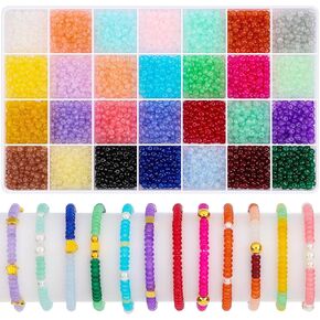 shynek 4800 Pieces 2x4mm Glass Rondelle Seed Beads for Jewelry Making, 28 Colors Small Beads for Bracelets, Embroidery, Crochet Craft Projects in Saudi Arabia