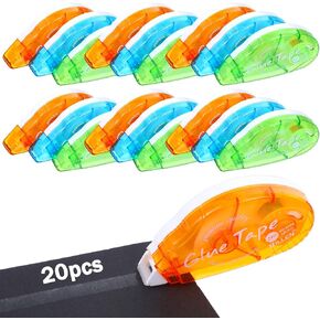 20 Pcs Double Sided Tape Roller, 3 Colors Permanent Adhesive Craft Tape Glue Runner for Scrapbooking, Photo, Gift Wrapping, 0.3IN x 26FT in Kuwait