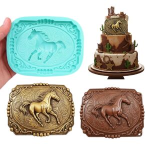Western Horse Silicone Mold – Detailed Belt Buckle Mold for Resin, Wax Melts, Soap, Candle Toppers, Clay, Chocolate & Fondant Crafts in Saudi Arabia