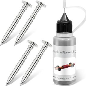 DerbyCraftPro Pinewood Car Axles and Graphite Lubricant Kit |4pcs Polished Grooved Axles+0.5oz Graphite Powder | Friction-Reducing Derby Car Accessories to Eliminate Wheel Wobble - Winning Performance in Saudi Arabia