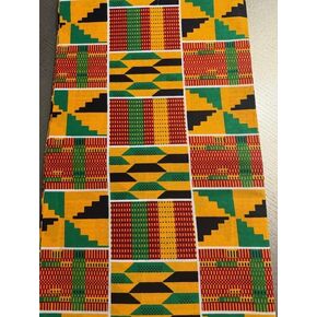 African Kente Print #4 Fabric (1 Yard), Cotton, 44" Wide, Multicolor Geometric Pattern, Head Wrap, Scarf, Choir, Dance in Saudi Arabia