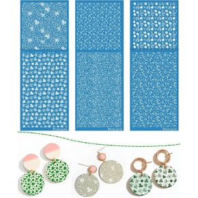 Puocaon Clover Clay Silk Screen - 6 قطع من استنسلات الشاشة الحريرية لعيد القديس باتريك بوليمر كلاي للأقراط وصناعة المجوهرات in Saudi Arabia