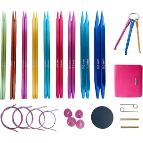CKZLY Square Interchangeable Circular Knitting Needles Set - 9 Pairs 4.5-Inch Aluminum Anti-Slip Needles US 4-11 (3.5-8.0mm) with Cables, Crochet Hooks & Case - Ergonomic for Beginners in Kuwait