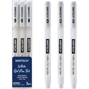 WRITECH Brush Tip Marker Pens: Artist Markers Flexible Tip Water Based 3ct for Journaling Adult Coloring Hand Lettering Calligraphy Drawing White Gold Silver in Saudi Arabia