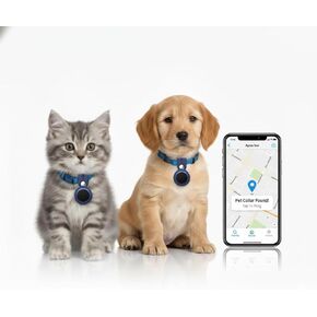 علامة موقع الحيوانات الأليفة بمشبك مع حامل - متوافقة مع Apple Find My (iOS فقط)، تصميم معلق مضاد للفقد، حافظة خفيفة الوزن ومقاومة للماء للقطط والأطواق والحقائب (أزرق) in Kuwait