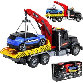 Kids Tow Truck Toy for 3 4 5 6 7 Year Old Boys, 12" Large Rescue Tow Truck with Lights, Sounds, Durable Toy Transport Trucks for Boys Age 3-5 4-7, Crane Vehicle Birthday Gifts in Saudi Arabia