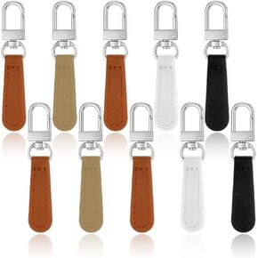 10 PCS Leather Zipper Pull, Detachable Replacement Zipper Pull Tab, Multicolor Decorative Zippers Tab Replacement for Luggage Backpacks Suitcases Jackets Purses in Saudi Arabia