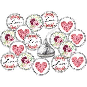 324 Wedding Roses Flowers Kiss Wedding Stickers, Chocolate Drops Labels Stickers for Weddings, Bridal Shower Engagement Party Decorations, Bride and Groom Favors Decor for Kisses. Made in USA in Saudi Arabia