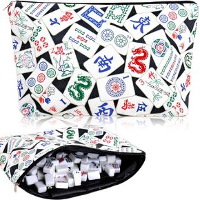 Empty Mahjong Tile Bag Black Printed Zipper Mahjong Case Tile Storage Holder Pouch for Travel Party Game Accessories in Saudi Arabia