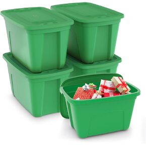 Storage Bins with Lids - Made in USA 18-Gallon (72-Quart) 2-Pack Storage Totes with Lids, Plastic Stackable Containers Large Storage Boxes for for Home and Office Organization Green/Black in Kuwait