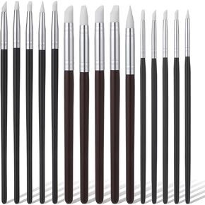 15 Pcs Silicone Paint Brushes for Crafts, 5 Shapes Head, Rubber Paint Pens Silicone Clay Tools Dotting Tools for Painting Pottery Nail Art Gouache Acrylic 0.11/0.20/0.31 inch in Saudi Arabia