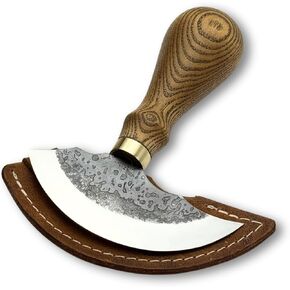 Round Head Leather Knife - Leathercraft Cutting Edge Tool for Rounding Trimming Craft Supplies - Handmade Skiving Knife for Leather Work - Hand Forged 52100 Carbon Steel 4 in Blade (with Sheath) in Saudi Arabia