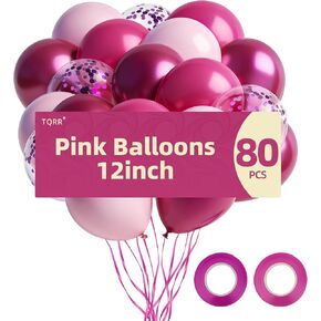 80pcs Pink Balloons, 12 inch Birthday Balloons, Party Balloons, Birthday Decorations, Helium Balloons for Bridal Shower Wedding Party Decorations in Saudi Arabia