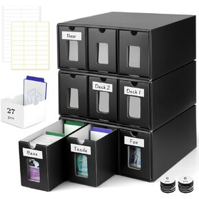 Trading Card Storage Box Card Organizer MTG Card Storage Sports Card Storage - Cardboard Drawer Box with PVC Window, Dividers Boxes for TCG, MTG and Sport Cards (3 Rows × 4 Tiers) in Saudi Arabia