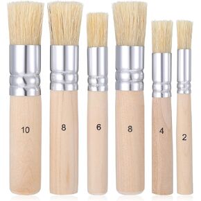 6pcs Stencil Brush Set 6 Sizes Wooden Stencil Brushes Natural Bristle Template Paint Brushes for Acrylic Paint Oil Watercolor Art Painting On Wood Wall DIY Art Crafts Card Making in Saudi Arabia