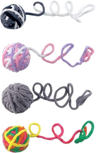 Interactive Cat Ball Toy with Yarn, 1.97 inch, Colorful Chewing Toy for Kitten Training, Indoor Pet Supplies in Saudi Arabia