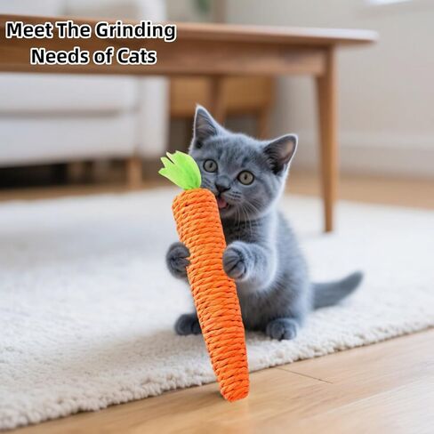 3 Pack Cat Chew Toys for Teething Orange Carrot Cat Chew Rope Toys Teething Aid for Indoor Kittens in Saudi Arabia