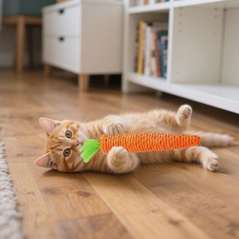 3 Pack Cat Chew Toys for Teething Orange Carrot Cat Chew Rope Toys Teething Aid for Indoor Kittens in Saudi Arabia