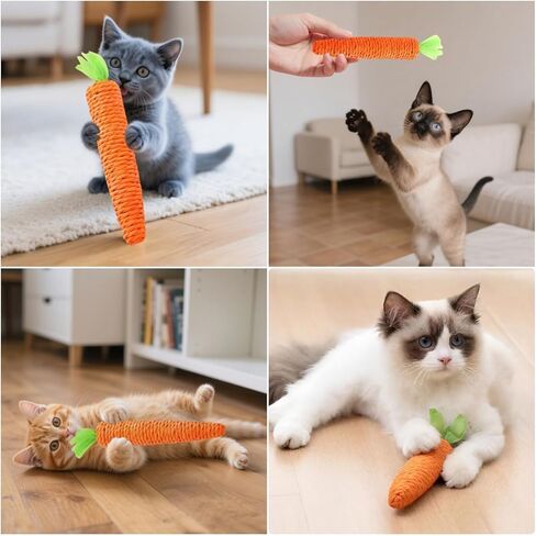 3 Pack Cat Chew Toys for Teething Orange Carrot Cat Chew Rope Toys Teething Aid for Indoor Kittens in Saudi Arabia