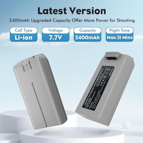 بطارية ذكية 2400 مللي أمبير في الساعة لـ DJI Mini 4K/Mini2/Mini 2 SE/Mini SE - بطاريات ليثيوم أيون عالية السعة مع حماية من الحرارة الزائدة، وقت طيران 31 دقيقة in Kuwait