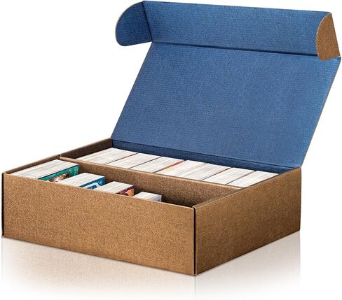 Trading Card Storage Box, 2-Pack 2400 Count Bulk Sports Card Storage Boxes, 5-Layer Corrugated Cardboard Storage Box, Reversible Blue Gold Card Organizer for TCG Mtg Cards in Saudi Arabia