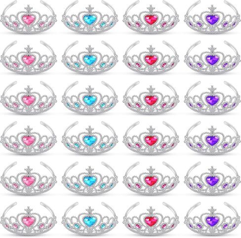 Zhanmai 24 Pcs Tiara Crown Set Princess Crown for Girls Plastic Tiaras Dress up Costume Party Favor Accessories Kid Birthday (Blue, Purple, Pink, Rose Red) in Saudi Arabia