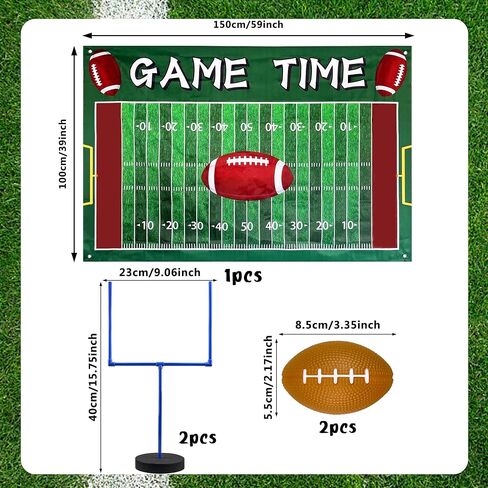 5 PCS Large Football Party Goal Post Decoration Kit with 2 PCS 15.75 in Field Goal Posts 1 PCS 59 in Court Table Runner 2 PCS 3.35IN Footballs for Football Theme Party Supplies in Kuwait