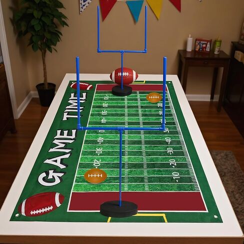 5 PCS Large Football Party Goal Post Decoration Kit with 2 PCS 15.75 in Field Goal Posts 1 PCS 59 in Court Table Runner 2 PCS 3.35IN Footballs for Football Theme Party Supplies in Kuwait
